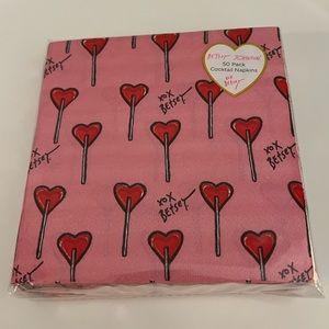 Betsey Johnson Valentine’s Day Heart Lollipop Cocktail Napkins NWT